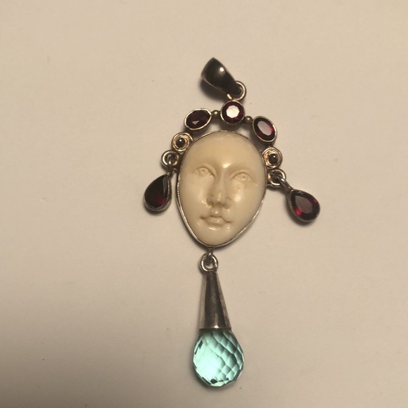 Absolutely Gorgeous Sterling Silver & Ruby & Moonstone Pendant - Picture 8 of 17